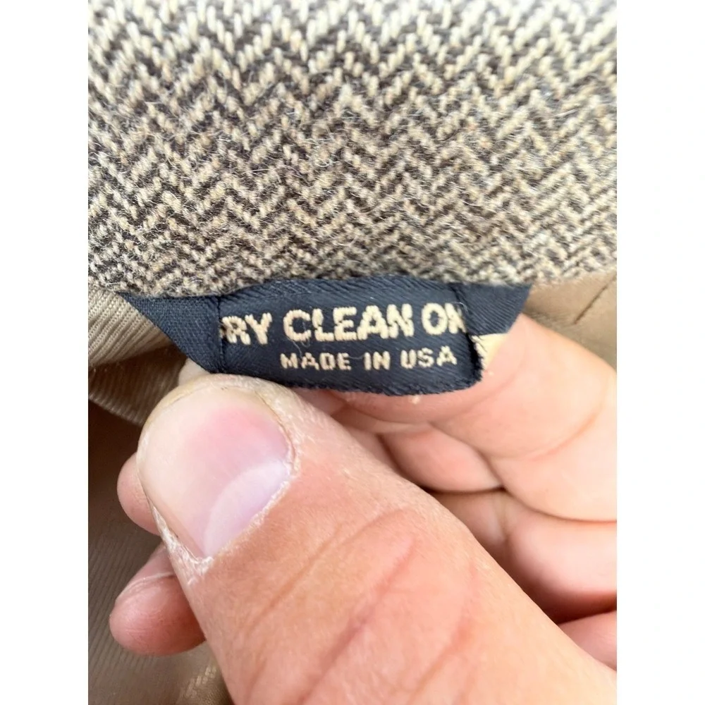 Carlo Valente‎ Blazer Mens XL Tan 100% Camel Hair Herringbone Sport Coat USA